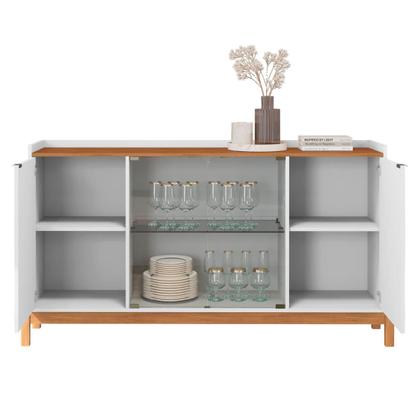 Imagem de Buffet Aparador 2 Portas Com Vidro Madri Branco Cedro