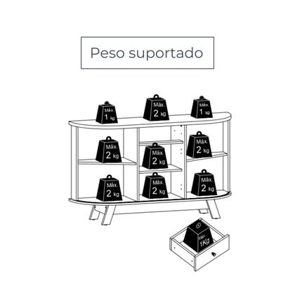 Imagem de Buffet Aparador Balcão 2 Portas Curvo 1 Gaveta Monza