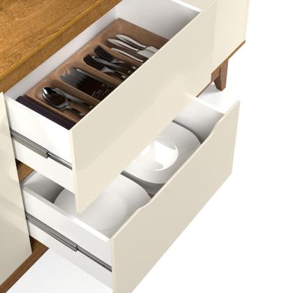 Imagem de Buffet Aparador Balcão Sala de Jantar 2 Portas e 2 Gavetas Flow - Offwhite/Freijó