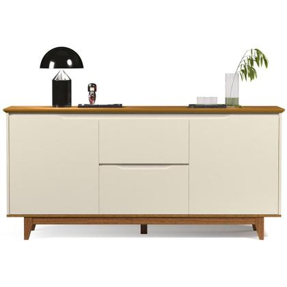 Imagem de Buffet Aparador Balcão Sala de Jantar 2 Portas e 2 Gavetas Flow - Offwhite/Freijó