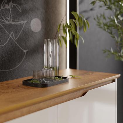 Imagem de Buffet Aparador Balcão Sala de Jantar 2 Portas e 2 Gavetas Flow - Offwhite/Freijó