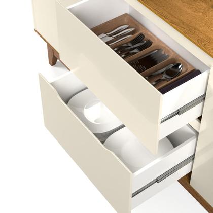 Imagem de Buffet Aparador Balcão Sala de Jantar 2 Portas e 2 Gavetas Flow - Offwhite/Freijó