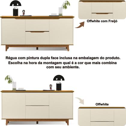 Imagem de Buffet Aparador Balcão Sala de Jantar 2 Portas e 2 Gavetas Flow - Offwhite/Freijó