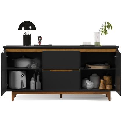 Imagem de Buffet Aparador Balcão Sala de Jantar 2 Portas e 2 Gavetas Flow - Preto