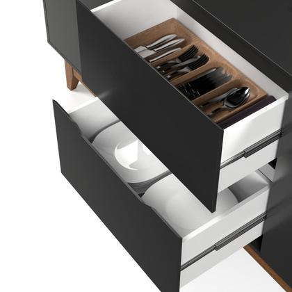 Imagem de Buffet Aparador Balcão Sala de Jantar 2 Portas e 2 Gavetas Flow - Preto