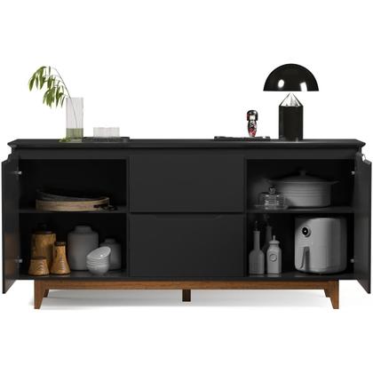 Imagem de Buffet Aparador Balcão Sala de Jantar 2 Portas e 2 Gavetas Flow - Preto