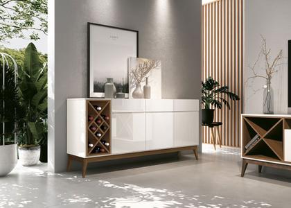 Imagem de Buffet Aparador com Adega Passion Off White com Naturale - EDN Móveis