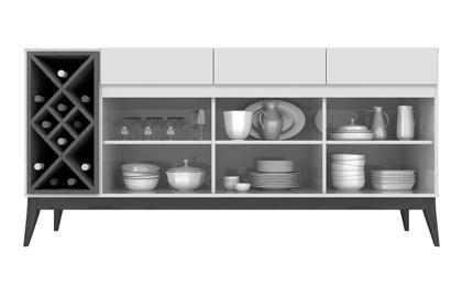 Imagem de Buffet Aparador com Adega Passion Off White com Naturale - EDN Móveis