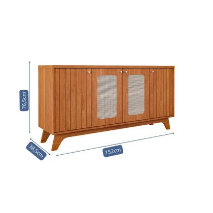 Imagem de Buffet Aparador de Sala de Jantar 4 Portas com Tela Isa Marrom/Cinamomo