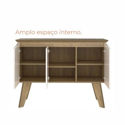 Imagem de Buffet Aparador Jasmin 1,10m com 3 Portas Babus - Pinho / Off White
