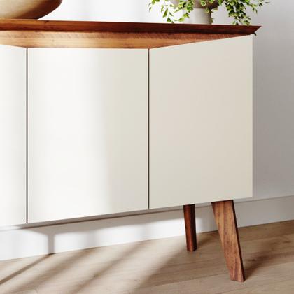 Imagem de Buffet Aparador Jasmin 1,10m com 3 Portas Babus - Pinho / Off White