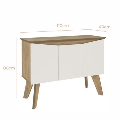 Imagem de Buffet Aparador Jasmin 1,10m com 3 Portas Babus - Pinho / Off White