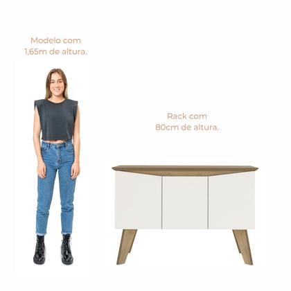 Imagem de Buffet Aparador Jasmin 1,10m com 3 Portas Babus - Pinho / Off White