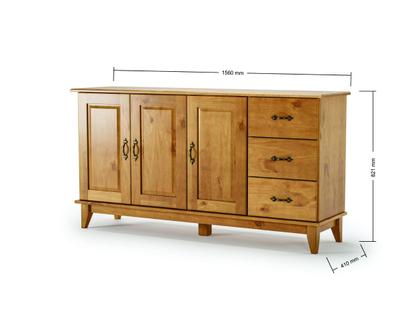 Imagem de Buffet Aparador Madeira Maciça 3 Portas 3 Gavetas Bella
