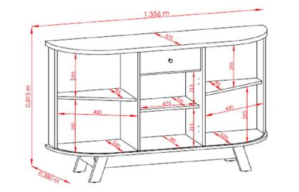 Imagem de Buffet Aparador Monza 3 Portas 1 Gaveta Pés Retrô - Cinamomo/Off White Madetec