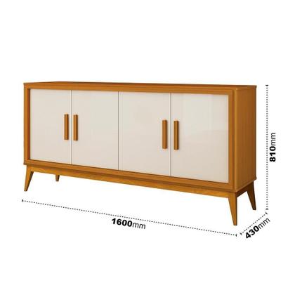 Imagem de Buffet Aparador Para Sala De Jantar 2 Portas E Com Pés Union Edn Cedro E Off White