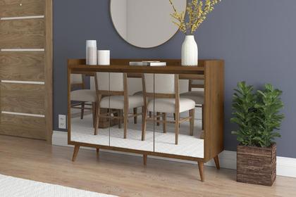 Imagem de Buffet Aparador Retrô com Espelho Delux 3 Portas Malbec - MoveisAqui