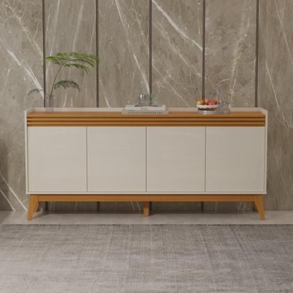 Imagem de Buffet Aparador Ripado 4 Portas com Pés de MDF Astúrias 180cm