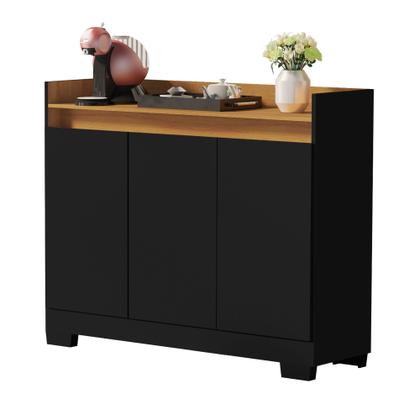 Imagem de Buffet Aparador Sala de Jantar 3 Portas / Cantinho do Café Ryzen Cor Preto / Nature