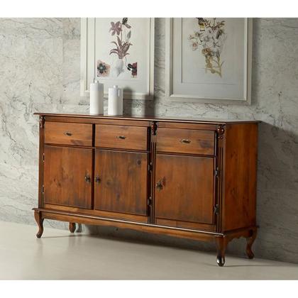 Imagem de Buffet Balcão de Cozinha de Madeira Luís XV 146 cm com 3 Portas e 3 Gavetas - 1039