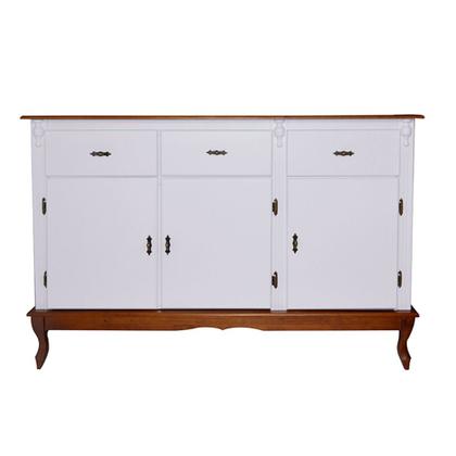 Imagem de Buffet Balcão de Cozinha de Madeira Luís XV 146 cm com 3 Portas e 3 Gavetas - 1039