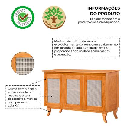 Imagem de Buffet com Tela de Rathan Sintética 3p Madeira Deltan - Imbuia