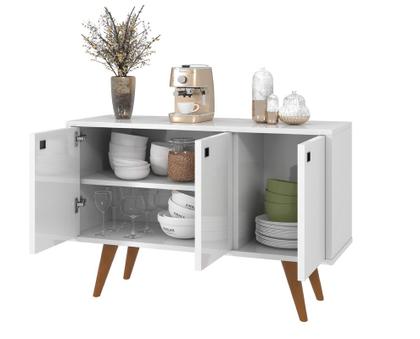 Imagem de Buffet De Cozinha Estante Aparador Estilo Retrô P Microondas Moderno