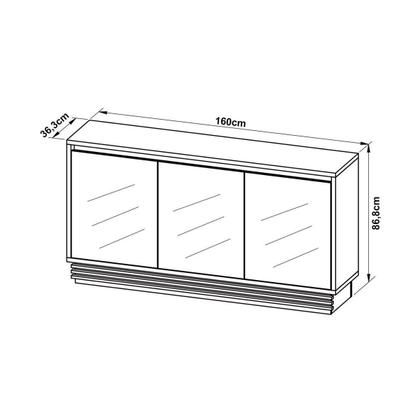 Imagem de Buffet de Sala Jantar BB2609 3 Portas c/ Espelho e 1 Gaveta Natural - Tecno Mobili