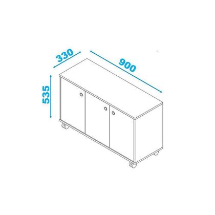 Imagem de Buffet de Sala Jantar BHO25 3 Portas c/ Rodízio Branco - BRV