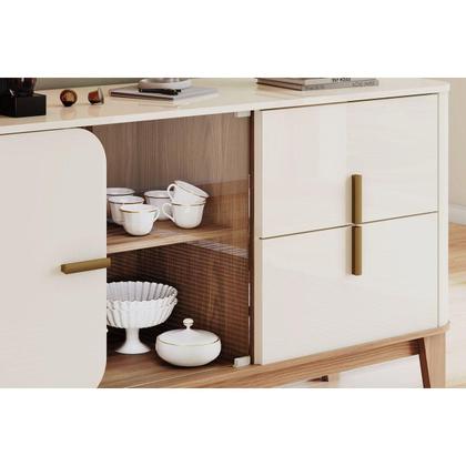 Buffet de Sala Jantar Rael 2 Portas e 2 Gavetas c/ Vidro Off White