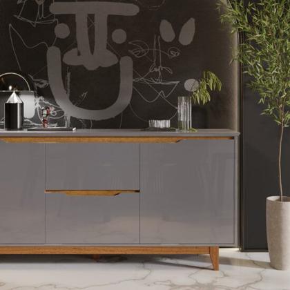 Imagem de Buffet Duas Portas Flow Cinza/Freijó - EJ Móveis