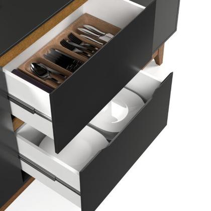 Imagem de Buffet Duas Portas Flow Preto/Freijó  EJ Móveis