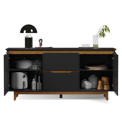 Imagem de Buffet Duas Portas Flow Preto/Freijó  EJ Móveis