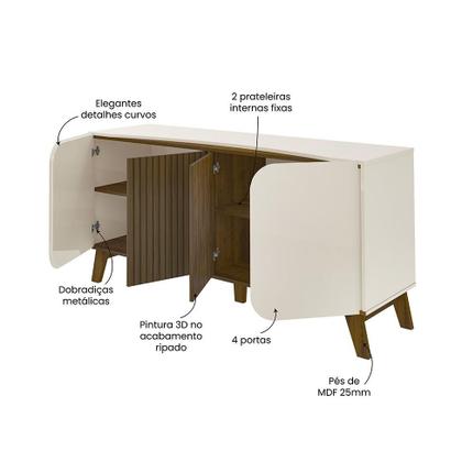 Imagem de Buffet Elegance 4 PT Pinho e Off White