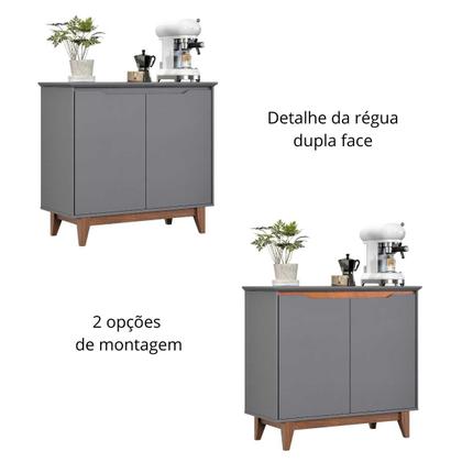 Imagem de Buffet Flow 2 Portas com Pés em Madeira Maciça e Régua Dupla Face Design Moderno e Elegante para Sala de Jantar ou Estar