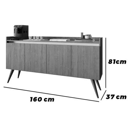 Imagem de Buffet Gold 4 Portas com Pés Palito Primus Cor Preto Mel
