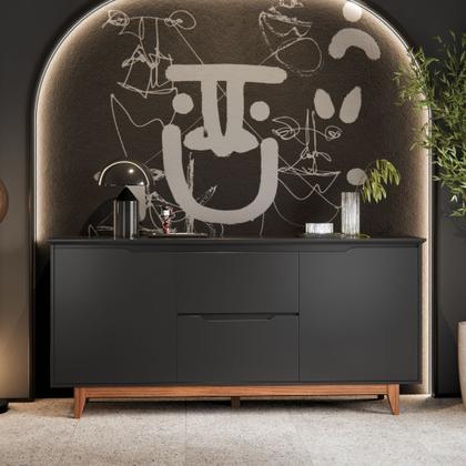 Imagem de Buffet Grande 2 Portas 2 Gavetas Pés de Madeira Flow Ej Móveis