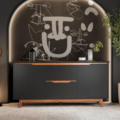 Imagem de Buffet Grande 2 Portas 2 Gavetas Pés de Madeira Flow Ej Móveis