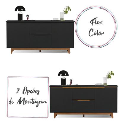 Imagem de Buffet Grande 2 Portas 2 Gavetas Pés de Madeira Flow Ej Móveis