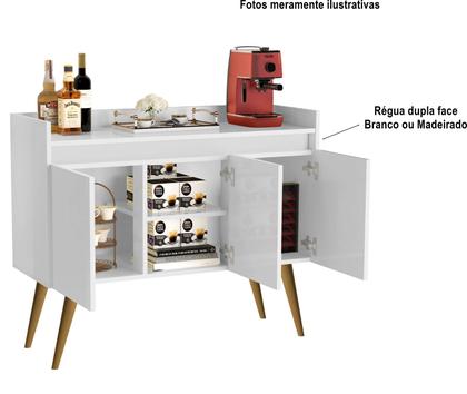 Imagem de Buffet Lux 3 Portas Pés Palito em Madeira - Diversas Cores - MJM Casa dos Móveis