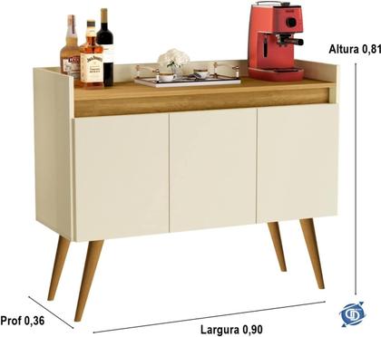 Imagem de Buffet Lux 3 Portas Pés Palito em Madeira - Diversas Cores - MJM Casa dos Móveis