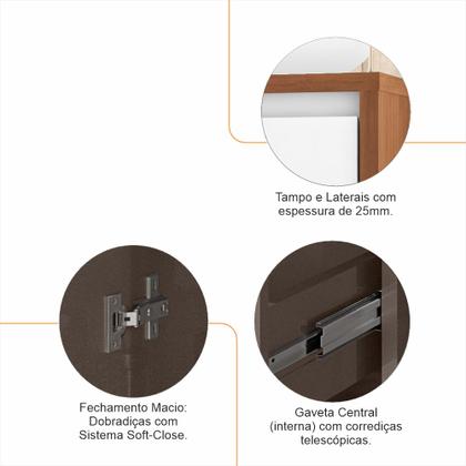 Imagem de Buffet Madrid Design Moderno com Soft-Close e Gaveta Interna - 4 Cores