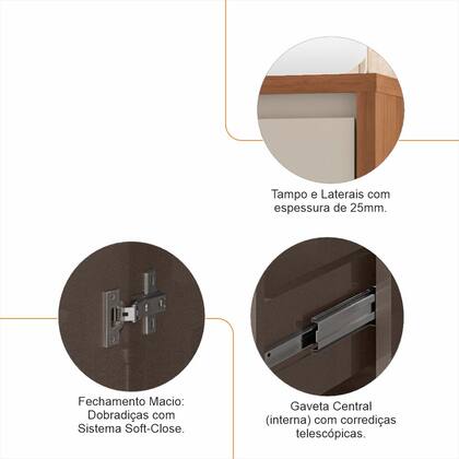 Imagem de Buffet Madrid Design Moderno com Soft-Close e Gaveta Interna - 4 Cores