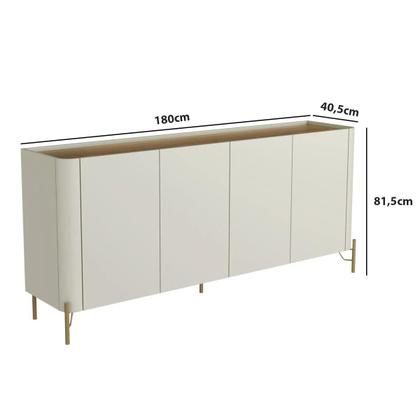 Imagem de Buffet MDF com Porta Lisa L180 X A81,5cm Louro/Luna/Dourado
