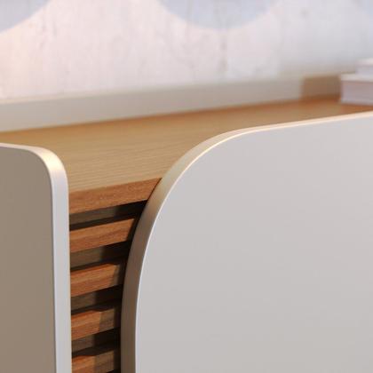 Imagem de Buffet para Sala de Jantar 3 Portas Pés de Madeira Maciça Jurerê Off White com Freijó