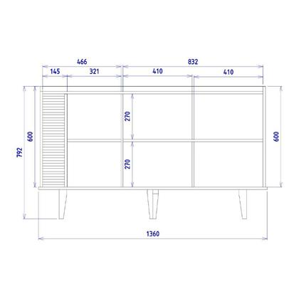 Imagem de Buffet para Sala de Jantar 3 Portas Pés de Madeira Maciça Jurerê Off White com Freijó