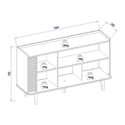 Imagem de Buffet para Sala de Jantar 3 Portas Pés de Madeira Maciça Jurerê Off White com Freijó