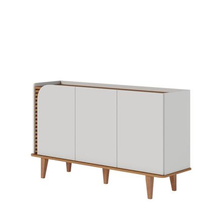 Imagem de Buffet para Sala de Jantar 3 Portas Pés de Madeira Maciça Jurerê Off White com Freijó