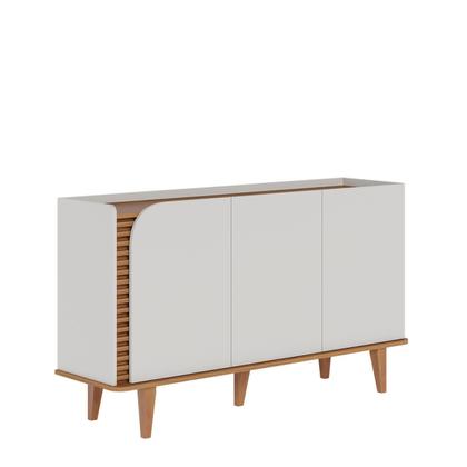 Imagem de Buffet para Sala de Jantar 3 Portas Pés de Madeira Maciça Jurerê Off White com Freijó