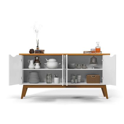 Buffet Prism 4 PT Branco e Cinamomo - Patrimar Imagem de Buffet Prism 4 PT Branco e Cinamomo